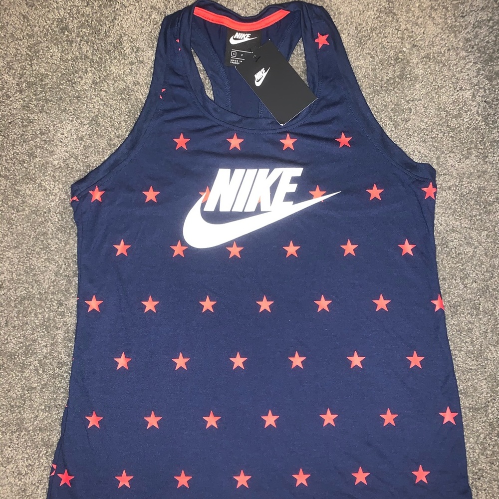 Red, white and blue Nike racerback